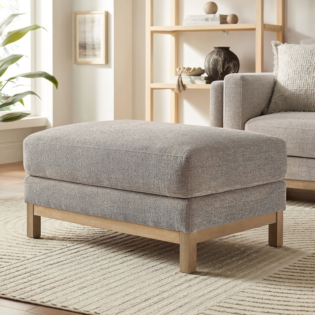 Rectangular Chenille Fabric Ottoman – Upholstered 36 Inch - Ottomans available at Alpine Outlets in Denver