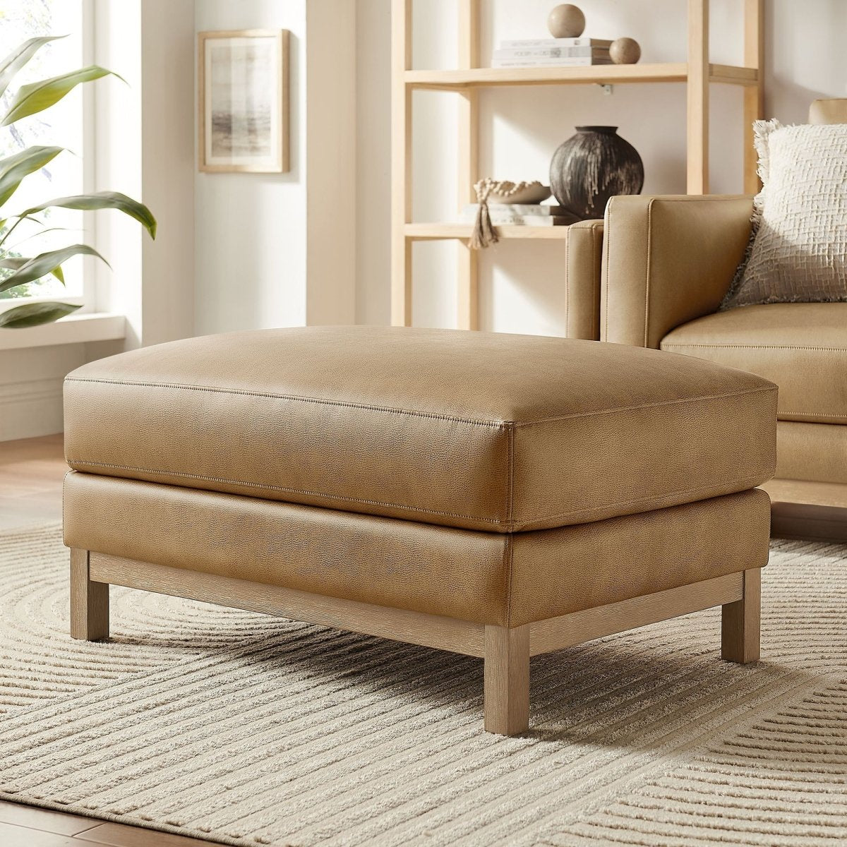 Rectangular Vegan Leather Ottoman β Upholstered 36 Inch - Ottomans available at Alpine Outlets in Denver