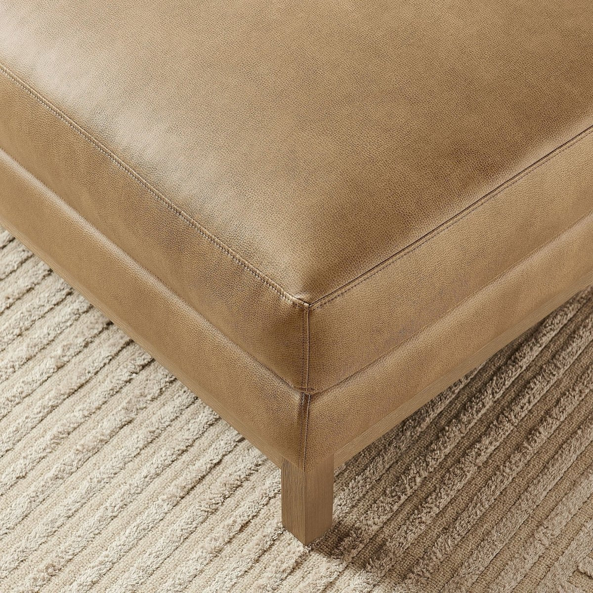 Rectangular Vegan Leather Ottoman β Upholstered 36 Inch - Ottomans available at Alpine Outlets in Denver