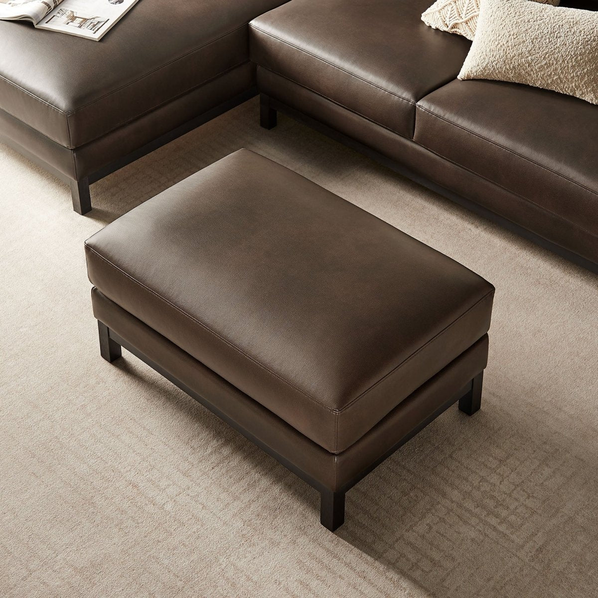 Rectangular Vegan Leather Ottoman β Upholstered 36 Inch - Ottomans available at Alpine Outlets in Denver