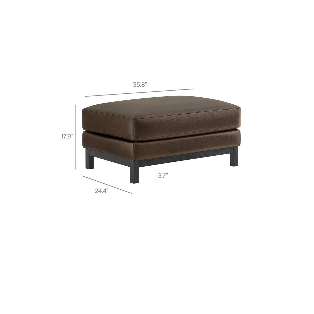 Rectangular Vegan Leather Ottoman β Upholstered 36 Inch - Ottomans available at Alpine Outlets in Denver