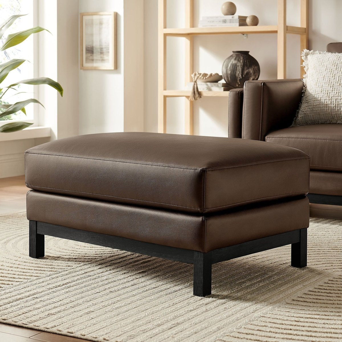 Rectangular Vegan Leather Ottoman β Upholstered 36 Inch - Ottomans available at Alpine Outlets in Denver