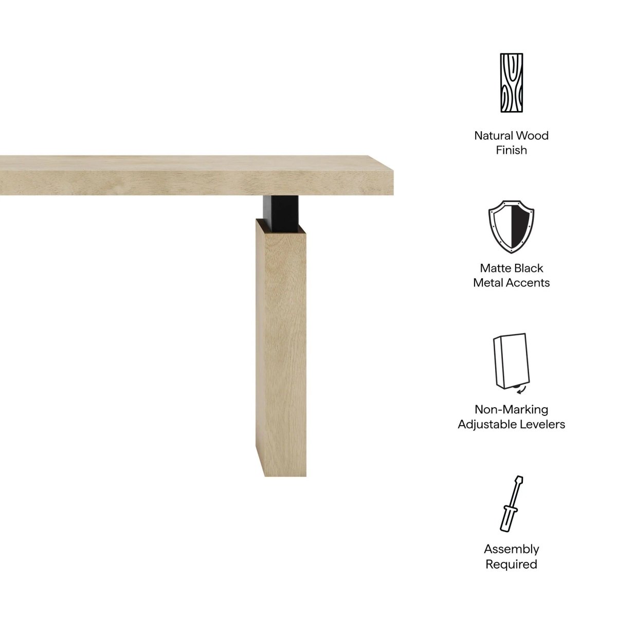 Rectangular Wood Console Table with Metal Supports – 52 Inch - Ottomans available at Alpine Outlets in Denver