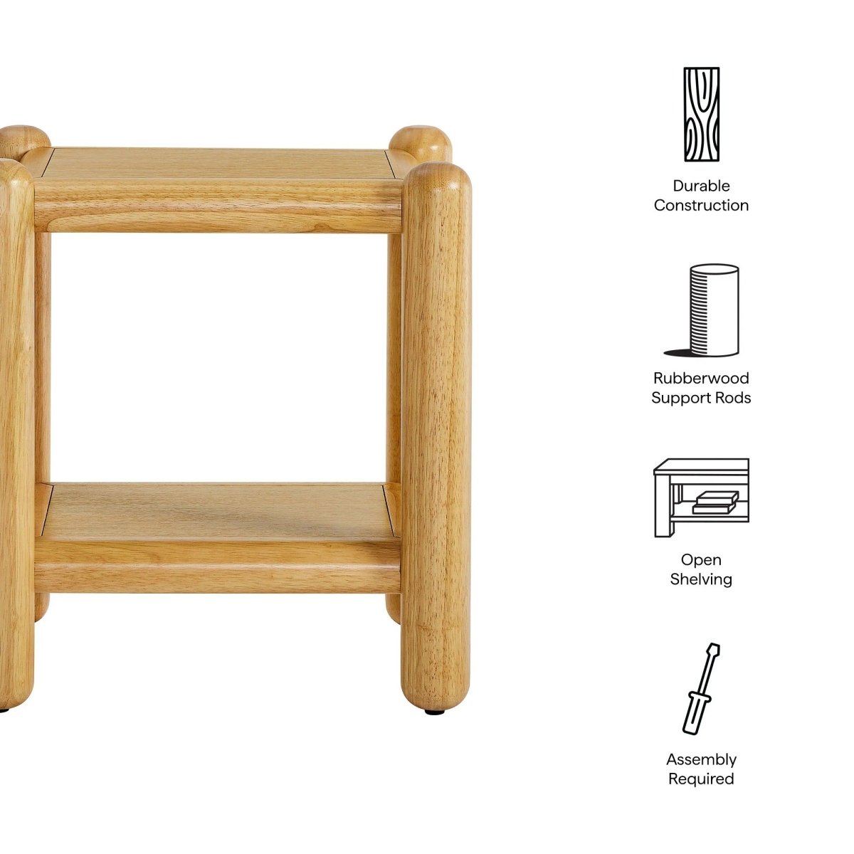 Rectangular Wood Side Table 2 Tier Shelf – Oak 19 Inch - End & Side Tables available at Alpine Outlets in Denver