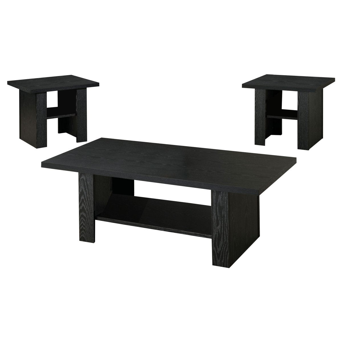 Rodez 3 Piece Engineered Wood Coffee Table Set Black Oak - Living Room Furniture available at Alpine Outlets in Denver