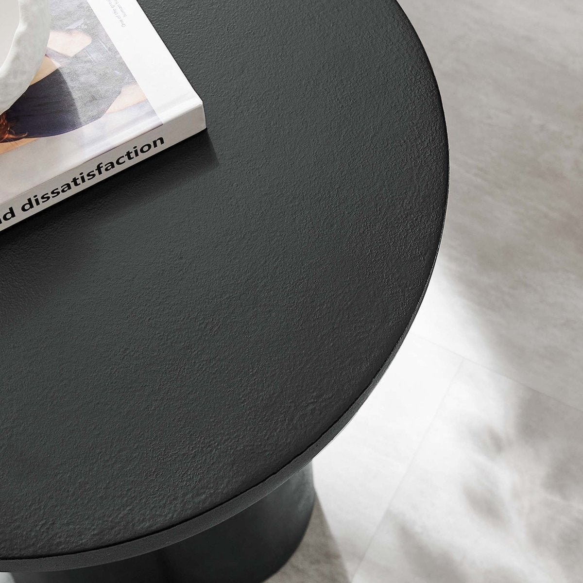 Round Concrete Side Table with Pedestal Base β 18 Inch - End & Side Tables available at Alpine Outlets in Denver