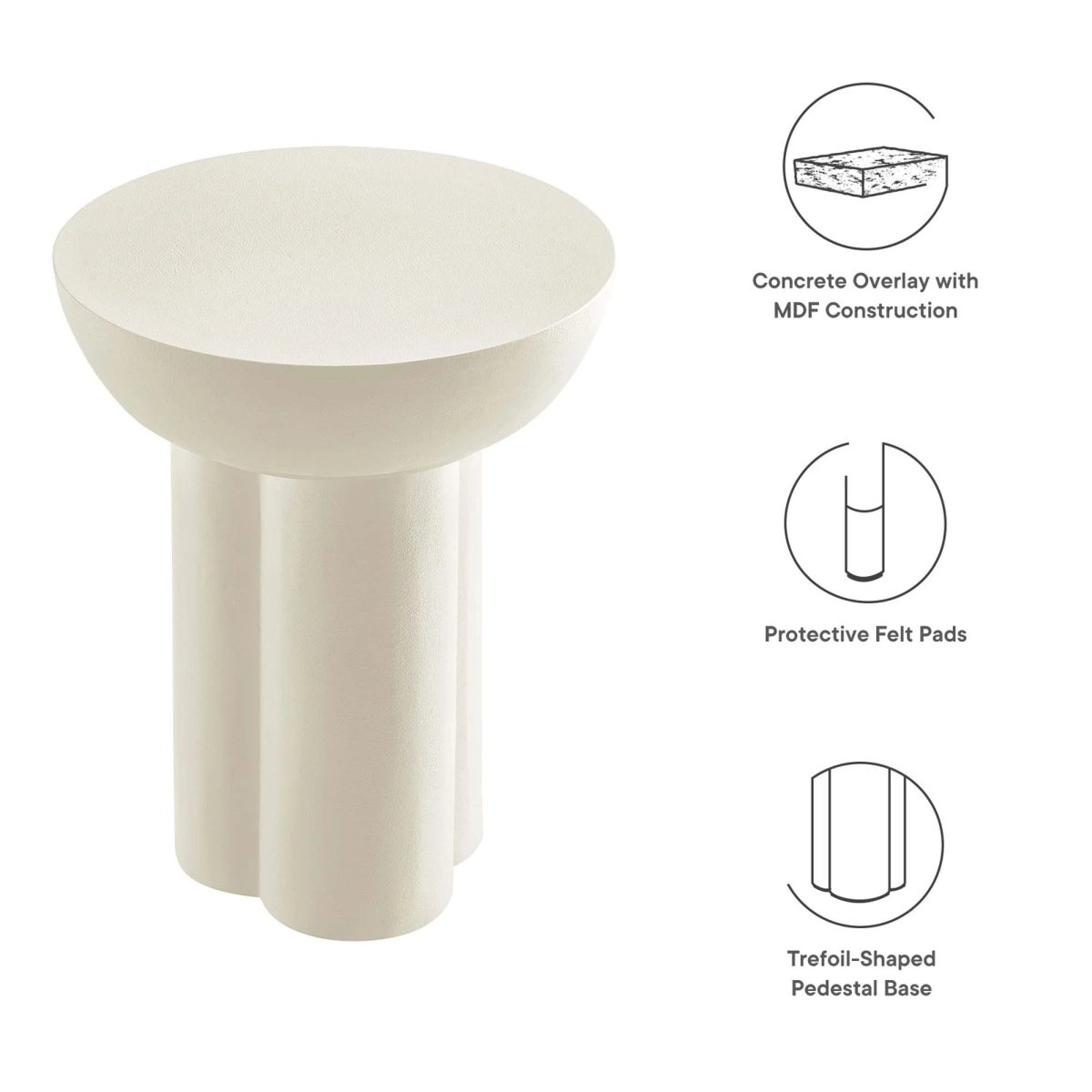 Round Concrete Side Table with Pedestal Base β 18 Inch - End & Side Tables available at Alpine Outlets in Denver