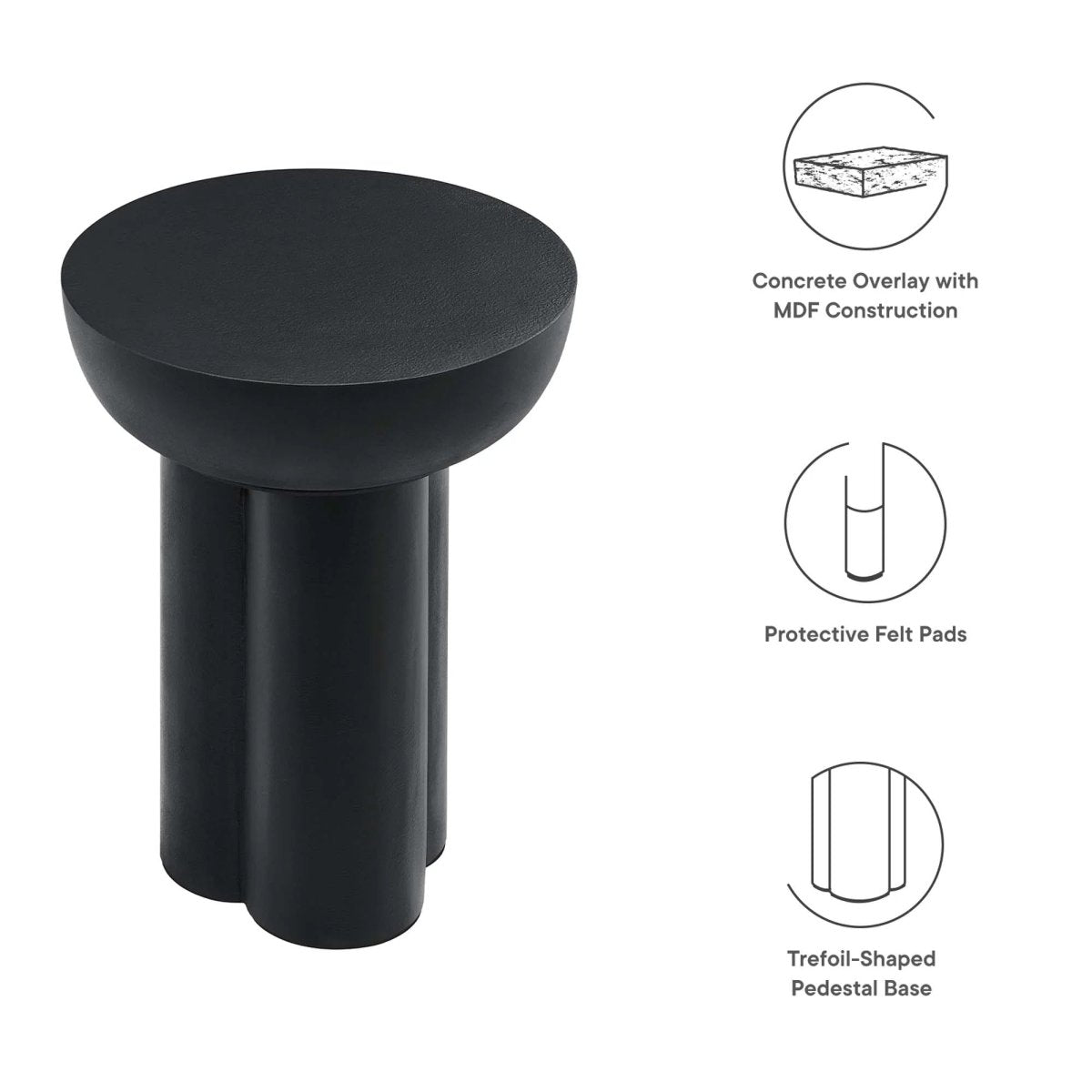 Round Concrete Side Table with Pedestal Base β 18 Inch - End & Side Tables available at Alpine Outlets in Denver