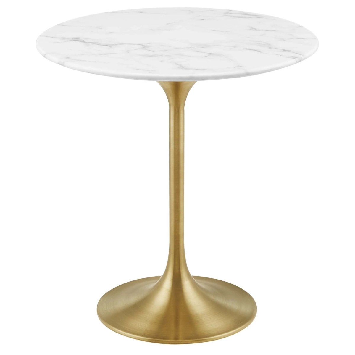 Round Faux Marble Side Table with Pedestal Base – 20 Inch - End & Side Tables available at Alpine Outlets in Denver