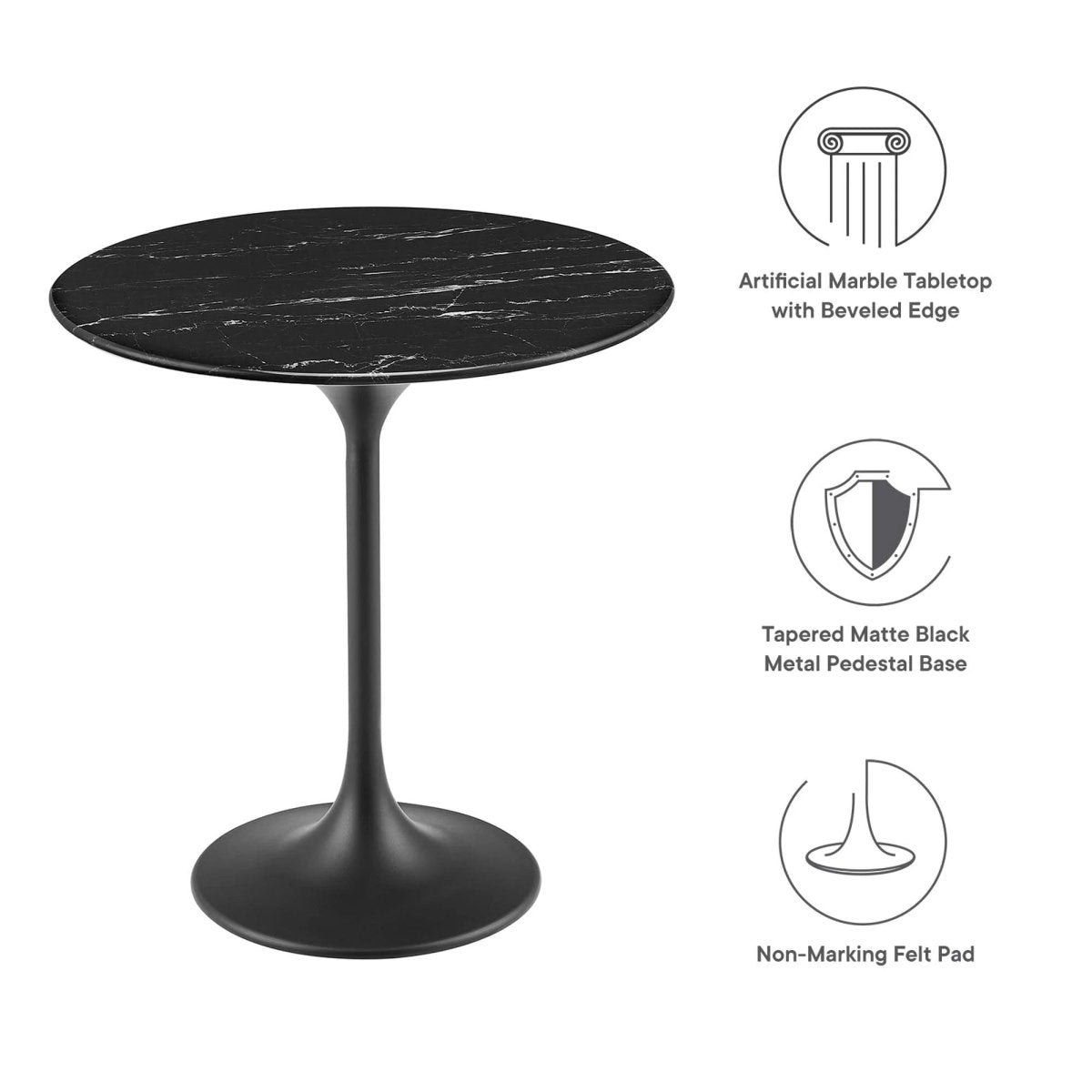 Round Faux Marble Side Table with Pedestal Base – 20 Inch - End & Side Tables available at Alpine Outlets in Denver
