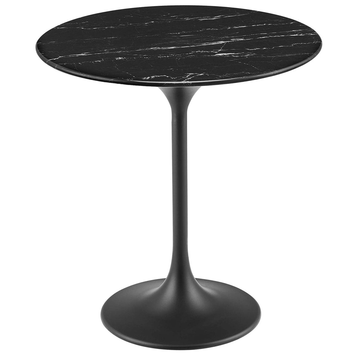 Round Faux Marble Side Table with Pedestal Base – 20 Inch - End & Side Tables available at Alpine Outlets in Denver