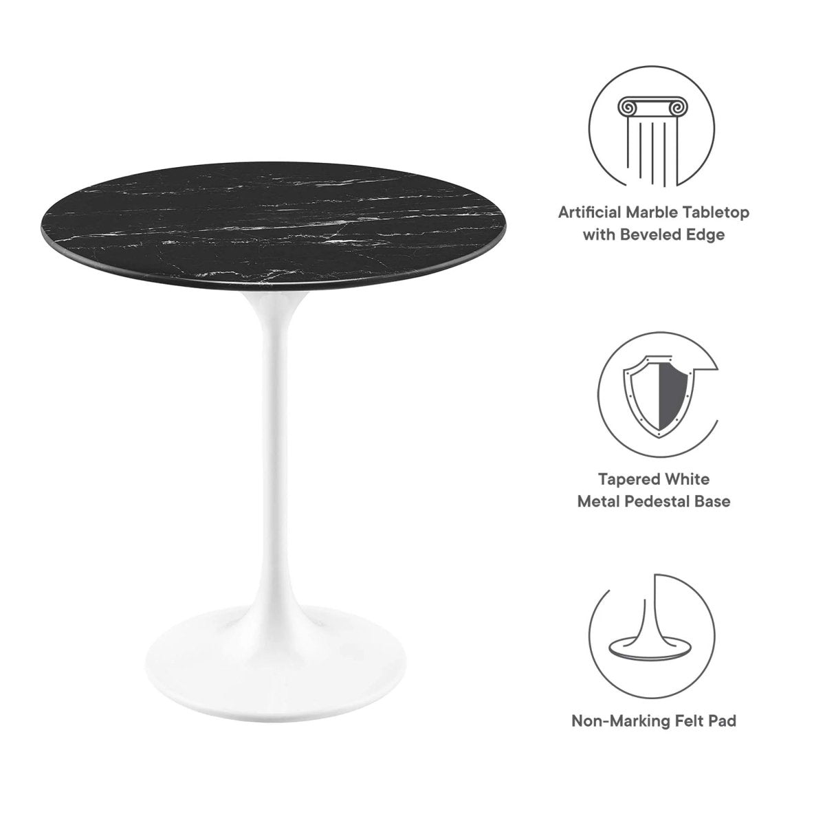 Round Faux Marble Side Table with Pedestal Base – 20 Inch - End & Side Tables available at Alpine Outlets in Denver
