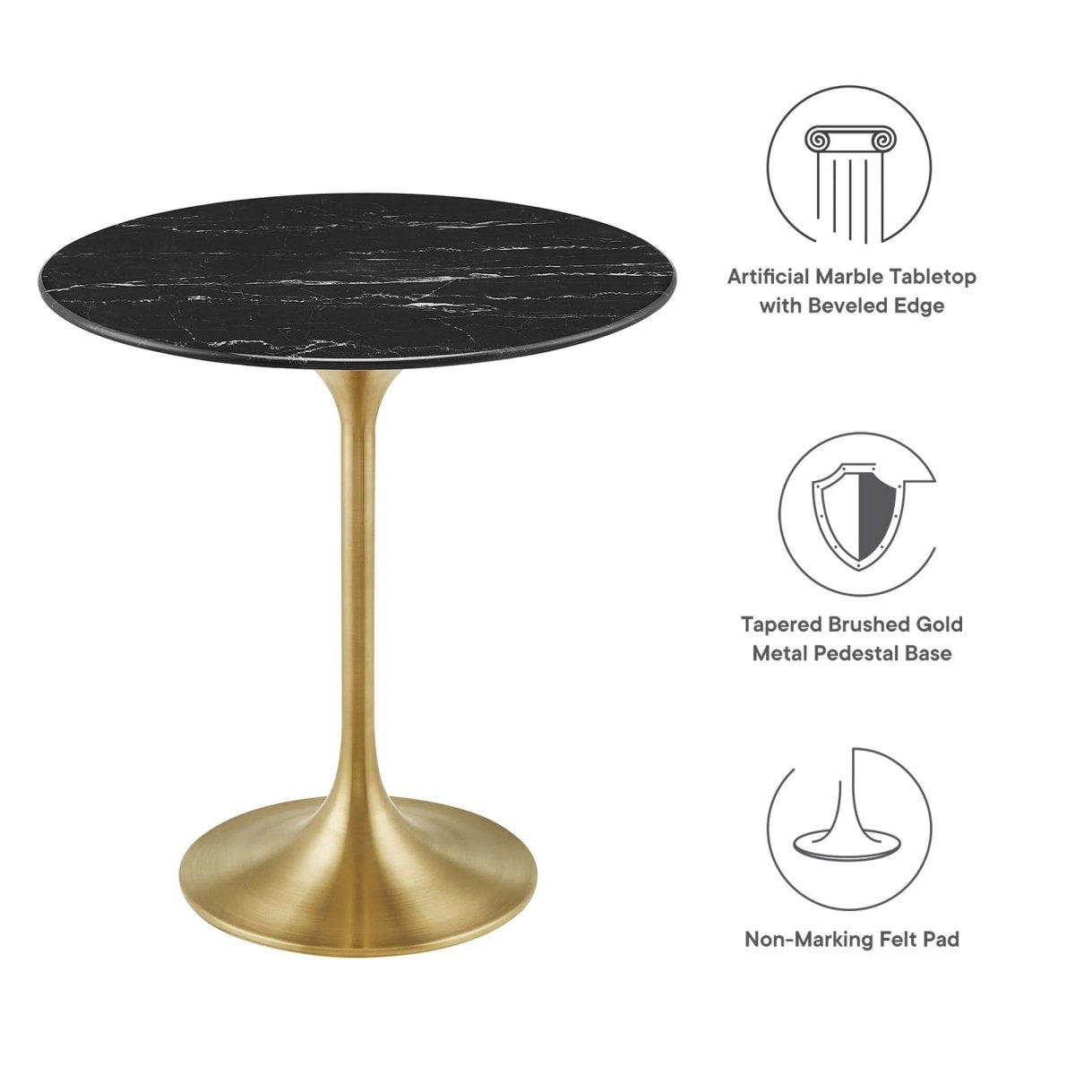 Round Faux Marble Side Table with Pedestal Base – 20 Inch - End & Side Tables available at Alpine Outlets in Denver