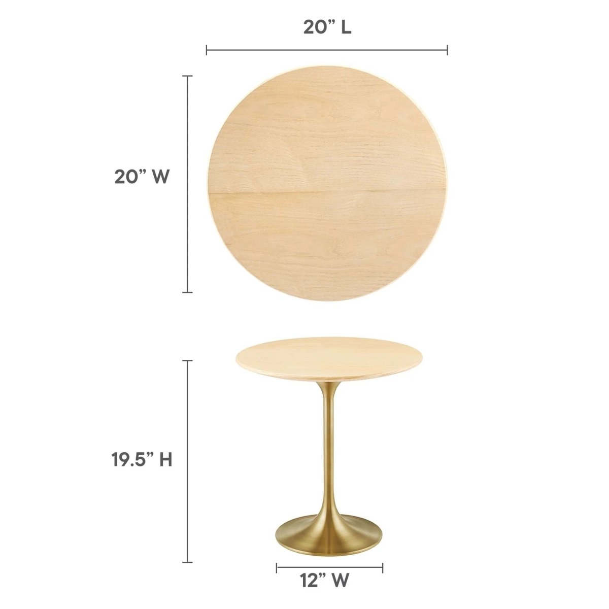 Round High Gloss Side Table with Pedestal Base – 20 Inch - End & Side Tables available at Alpine Outlets in Denver