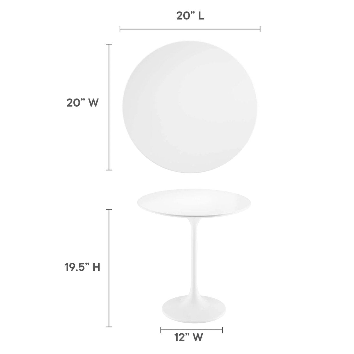 Round High Gloss Side Table with Pedestal Base – 20 Inch - End & Side Tables available at Alpine Outlets in Denver