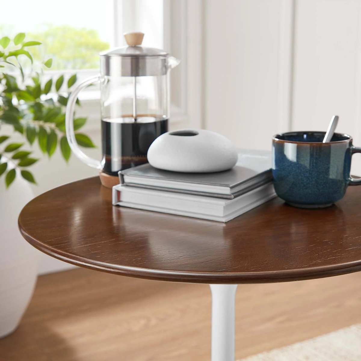 Round High Gloss Side Table with Pedestal Base – 20 Inch - End & Side Tables available at Alpine Outlets in Denver