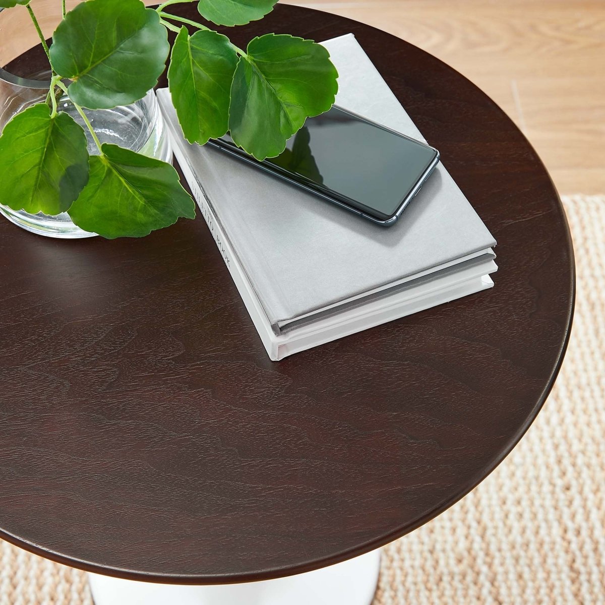 Round High Gloss Side Table with Pedestal Base – 20 Inch - End & Side Tables available at Alpine Outlets in Denver