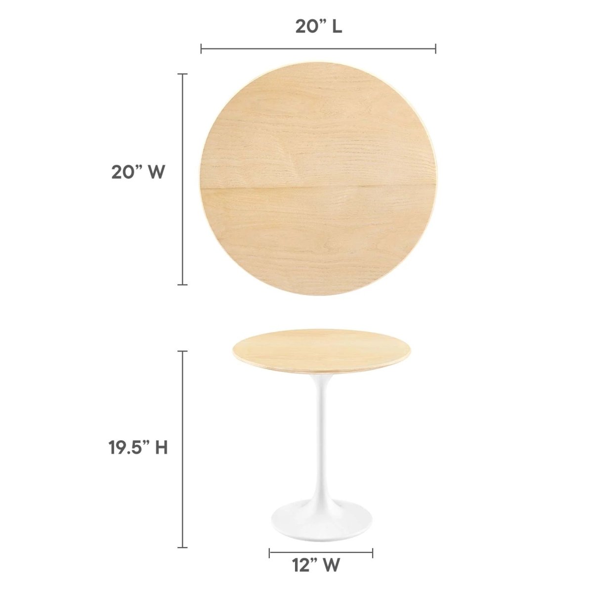 Round High Gloss Side Table with Pedestal Base – 20 Inch - End & Side Tables available at Alpine Outlets in Denver