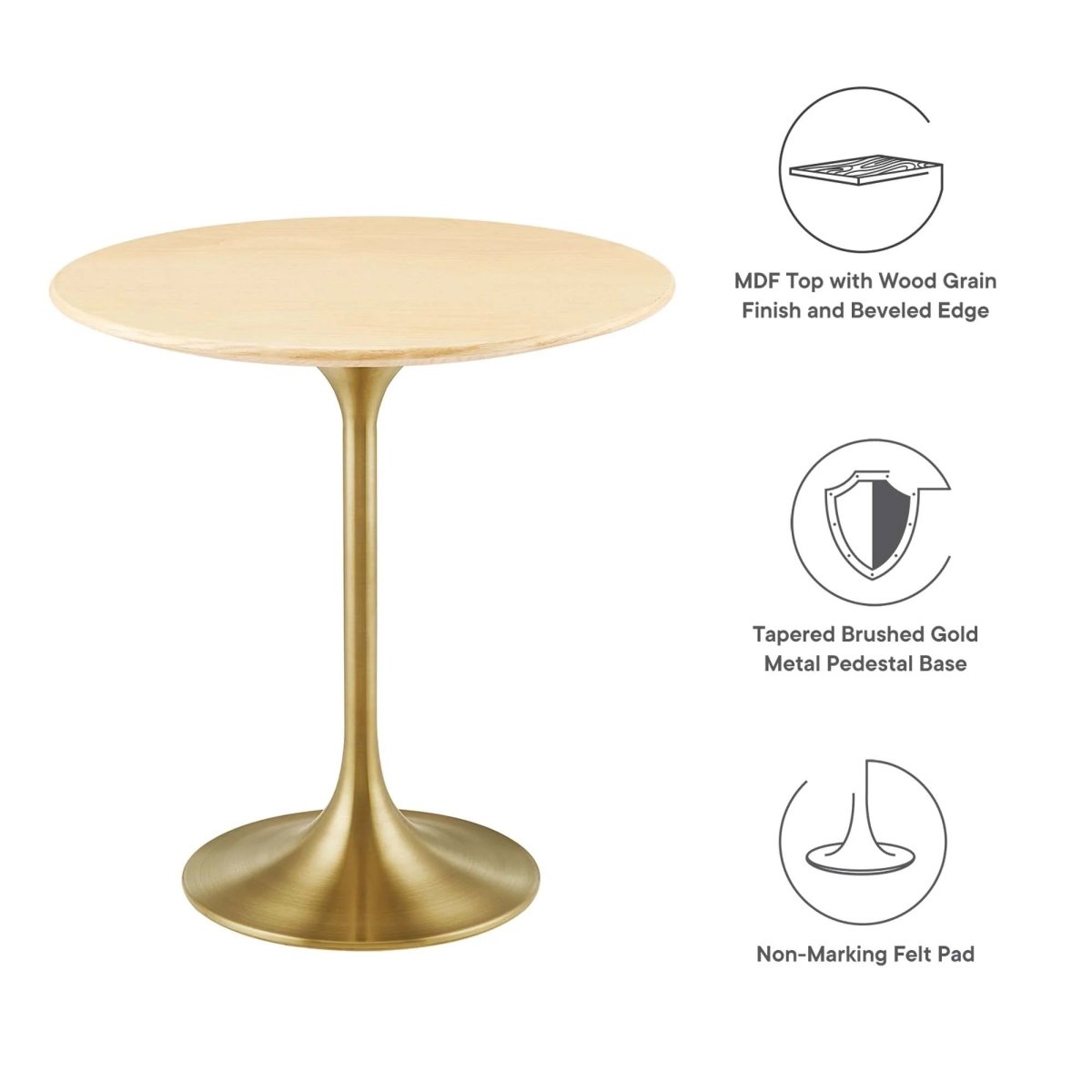 Round High Gloss Side Table with Pedestal Base – 20 Inch - End & Side Tables available at Alpine Outlets in Denver