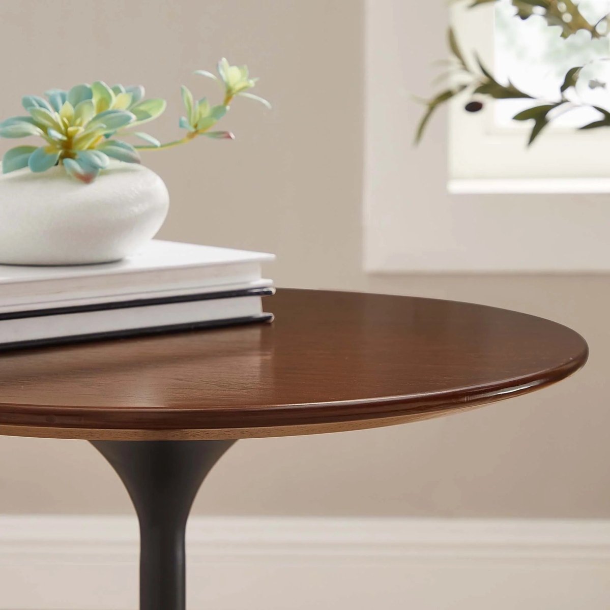 Round High Gloss Side Table with Pedestal Base – 20 Inch - End & Side Tables available at Alpine Outlets in Denver
