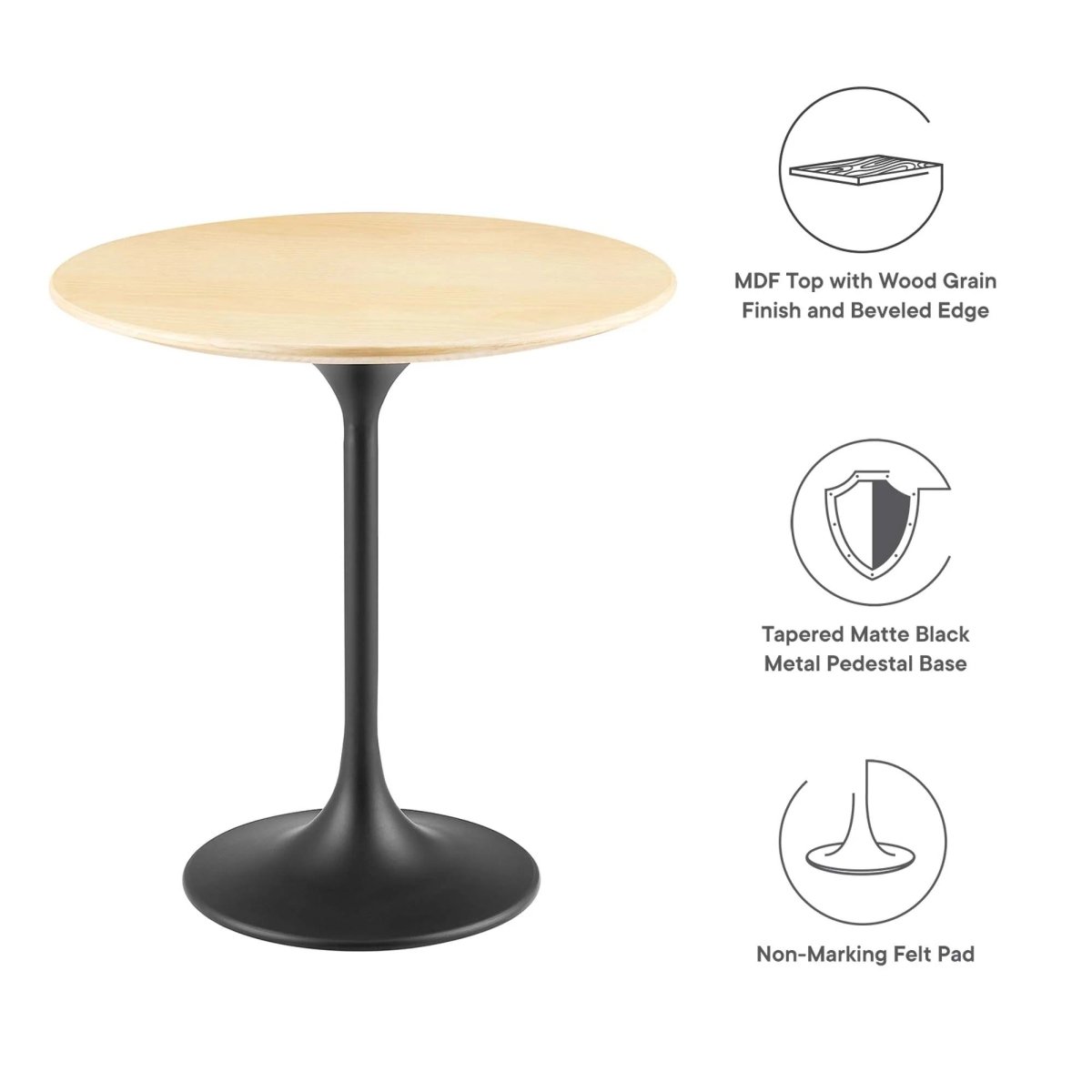 Round High Gloss Side Table with Pedestal Base – 20 Inch - End & Side Tables available at Alpine Outlets in Denver
