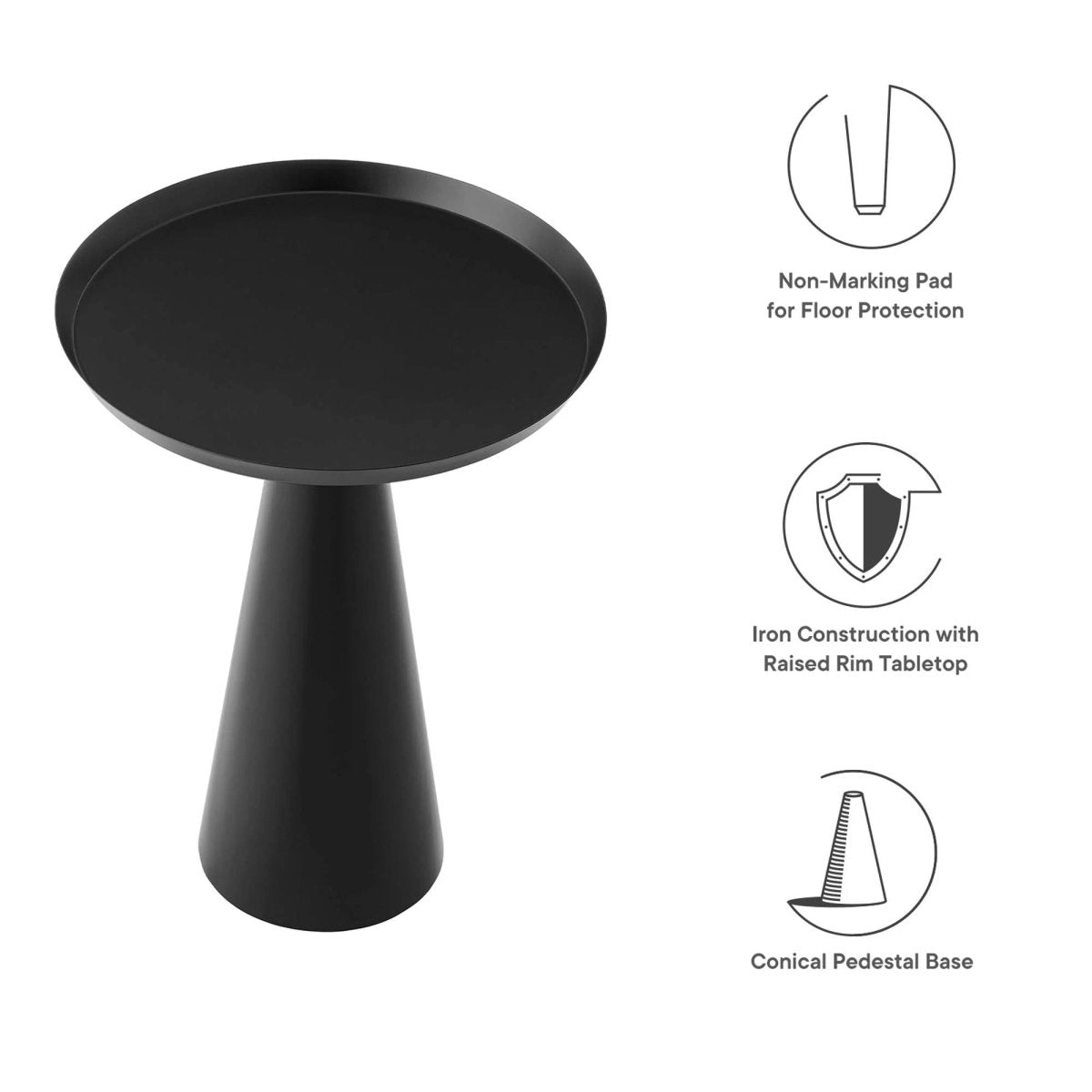 Round Iron Side Table with Raised Rim – 16 Inch - End & Side Tables available at Alpine Outlets in Denver