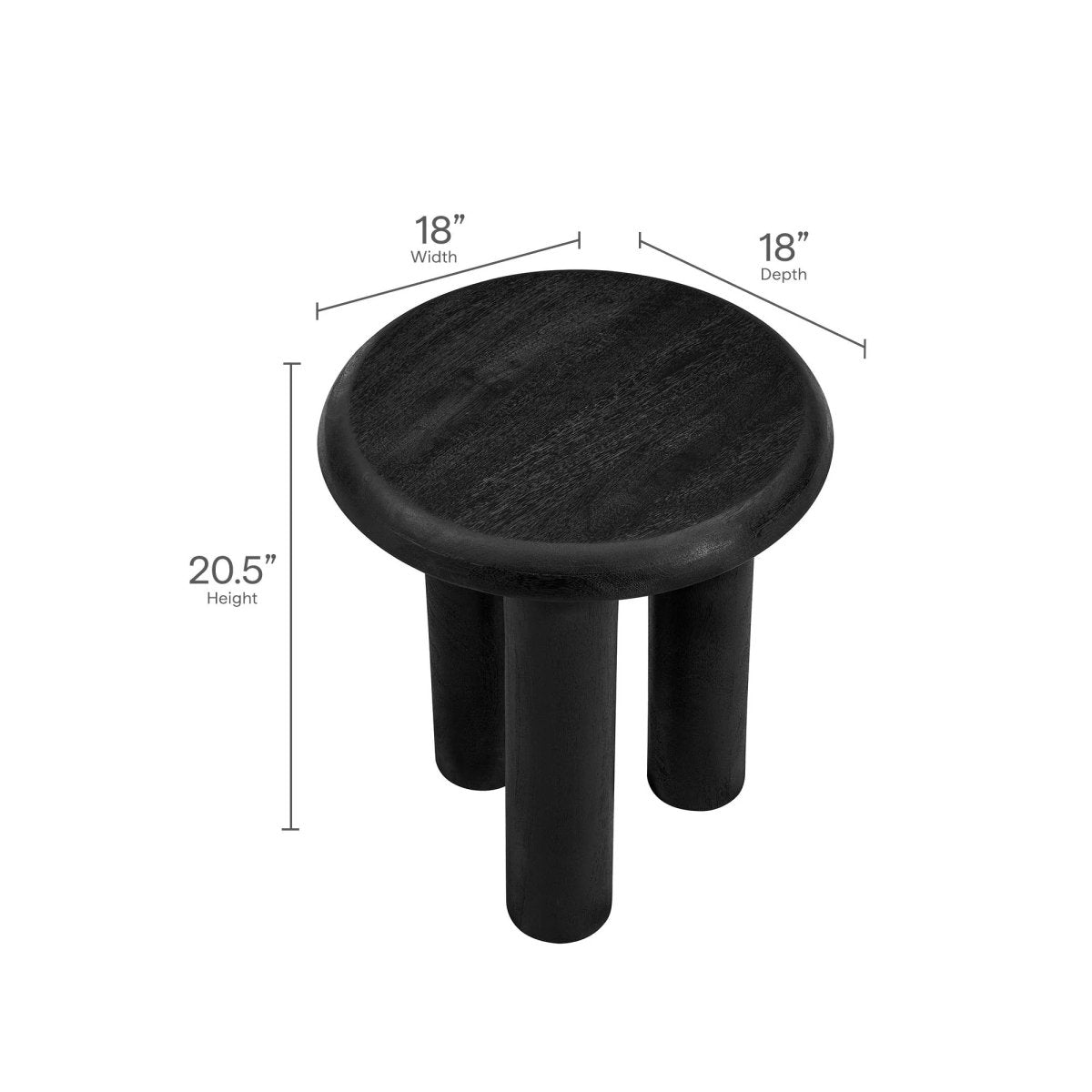 Round Mango Wood Side Table 3 Leg Design β 18 Inch - End & Side Tables available at Alpine Outlets in Denver