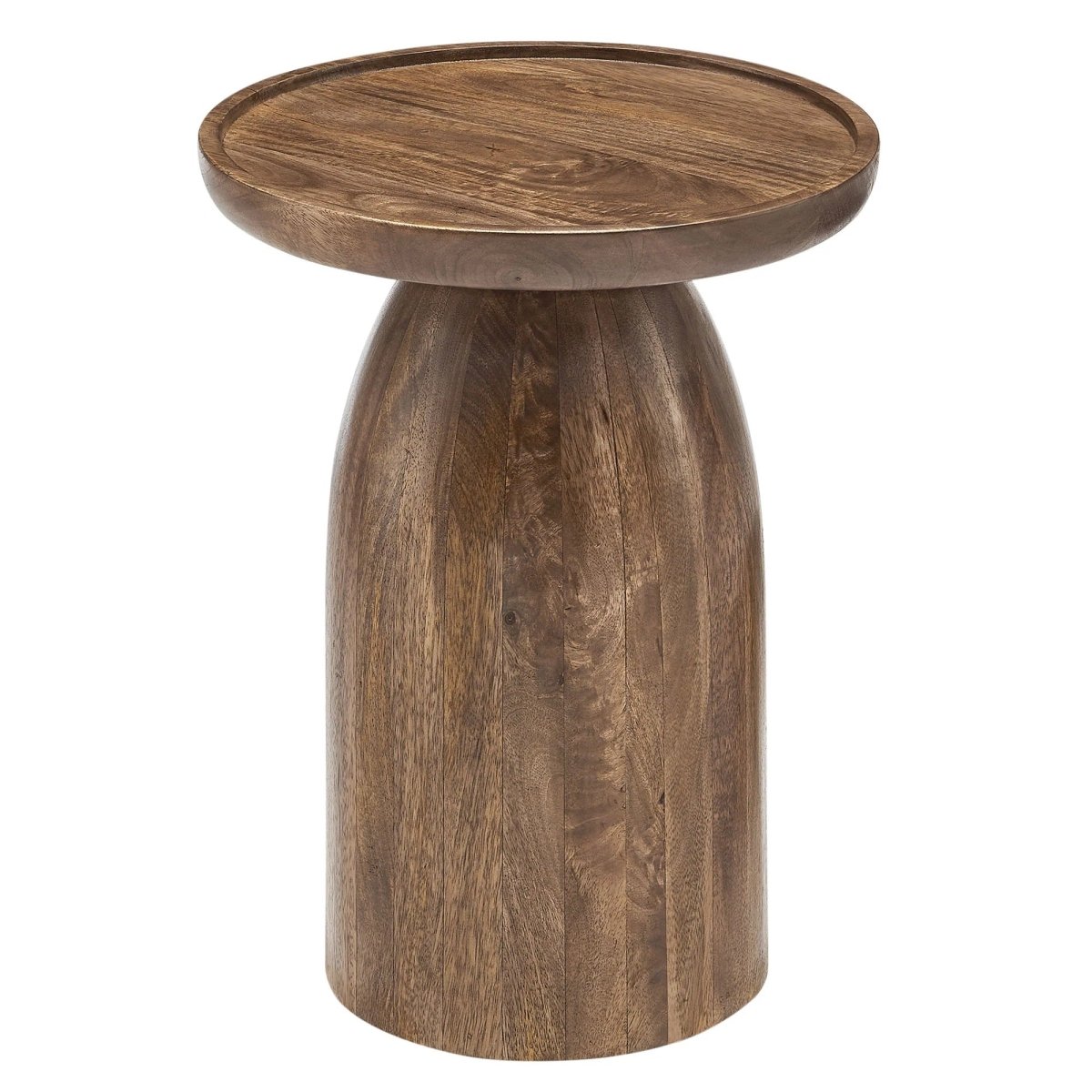 Round Mango Wood Side Table Drum Design – 15 Inch - End & Side Tables available at Alpine Outlets in Denver