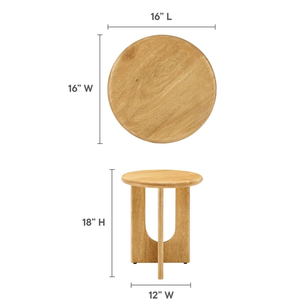 Round Mango Wood Side Table Pedestal Design – 16 Inch - End & Side Tables available at Alpine Outlets in Denver