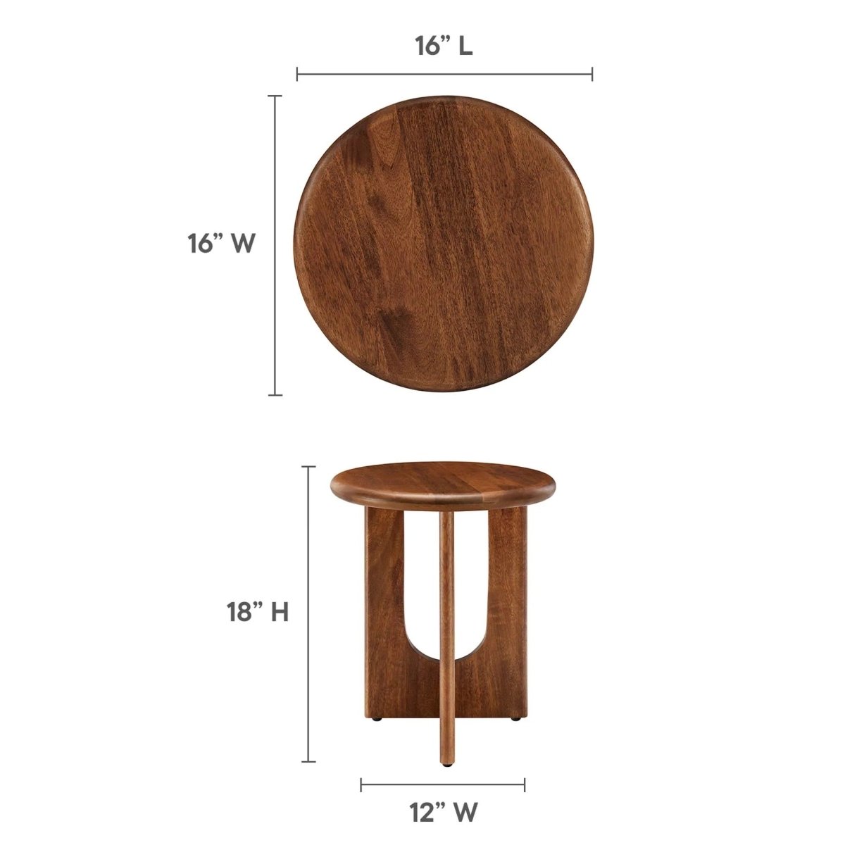 Round Mango Wood Side Table Pedestal Design – 16 Inch - End & Side Tables available at Alpine Outlets in Denver