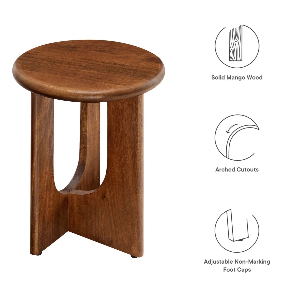 Round Mango Wood Side Table Pedestal Design – 16 Inch - End & Side Tables available at Alpine Outlets in Denver
