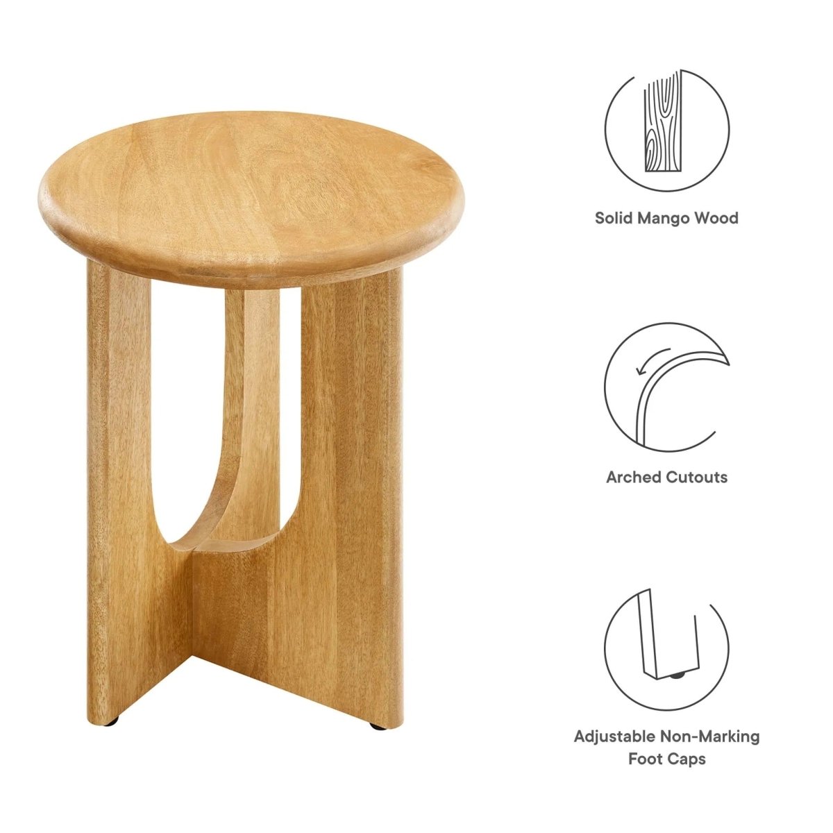 Round Mango Wood Side Table Pedestal Design – 16 Inch - End & Side Tables available at Alpine Outlets in Denver