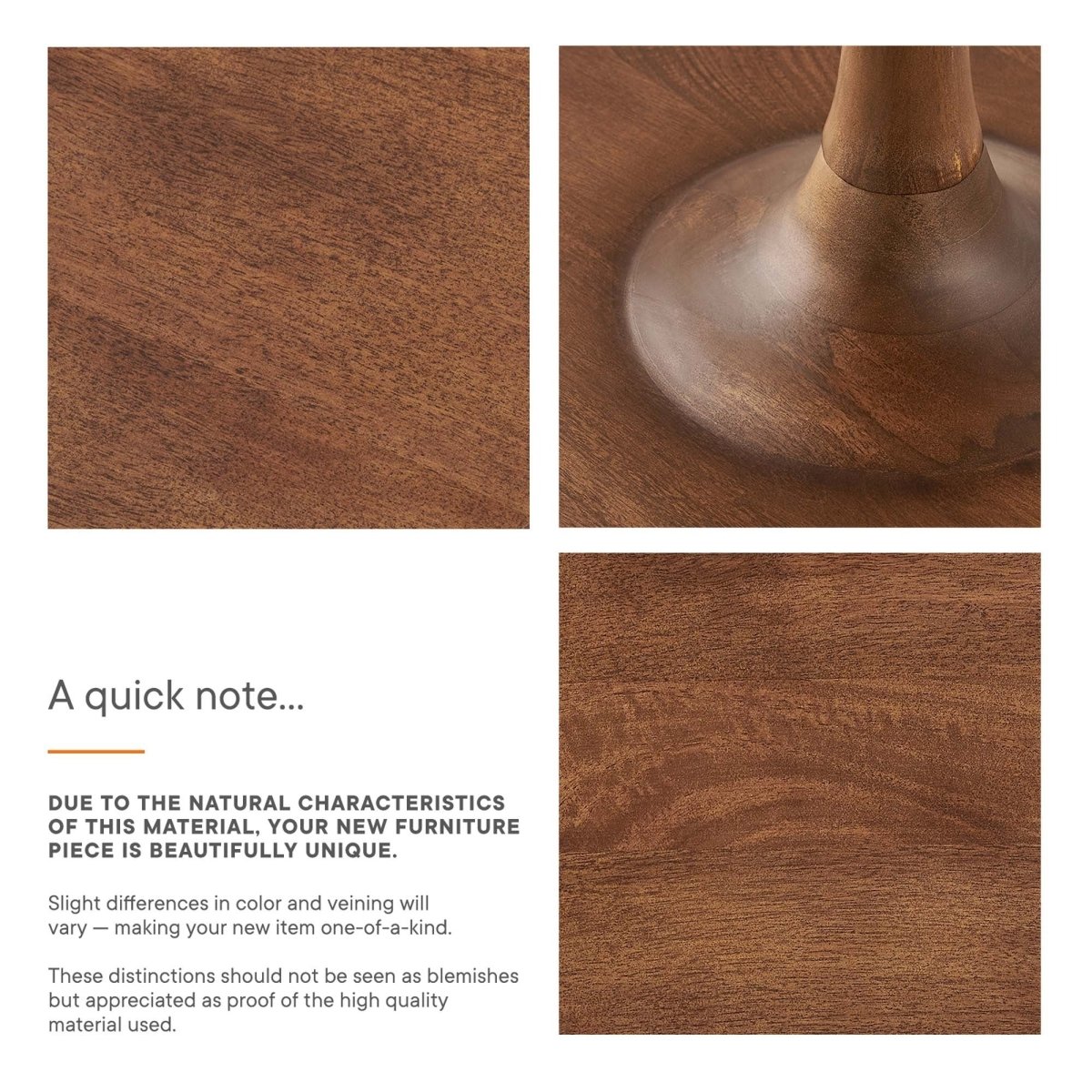 Round Mango Wood Side Table with Pedestal Base β Walnut 18 Inch - End & Side Tables available at Alpine Outlets in Denver