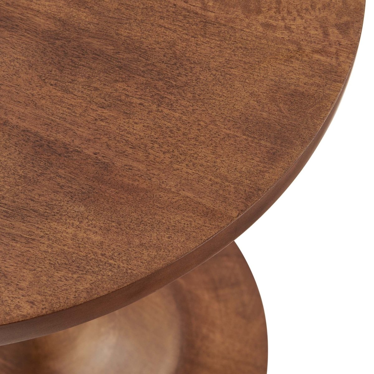 Round Mango Wood Side Table with Pedestal Base β Walnut 18 Inch - End & Side Tables available at Alpine Outlets in Denver