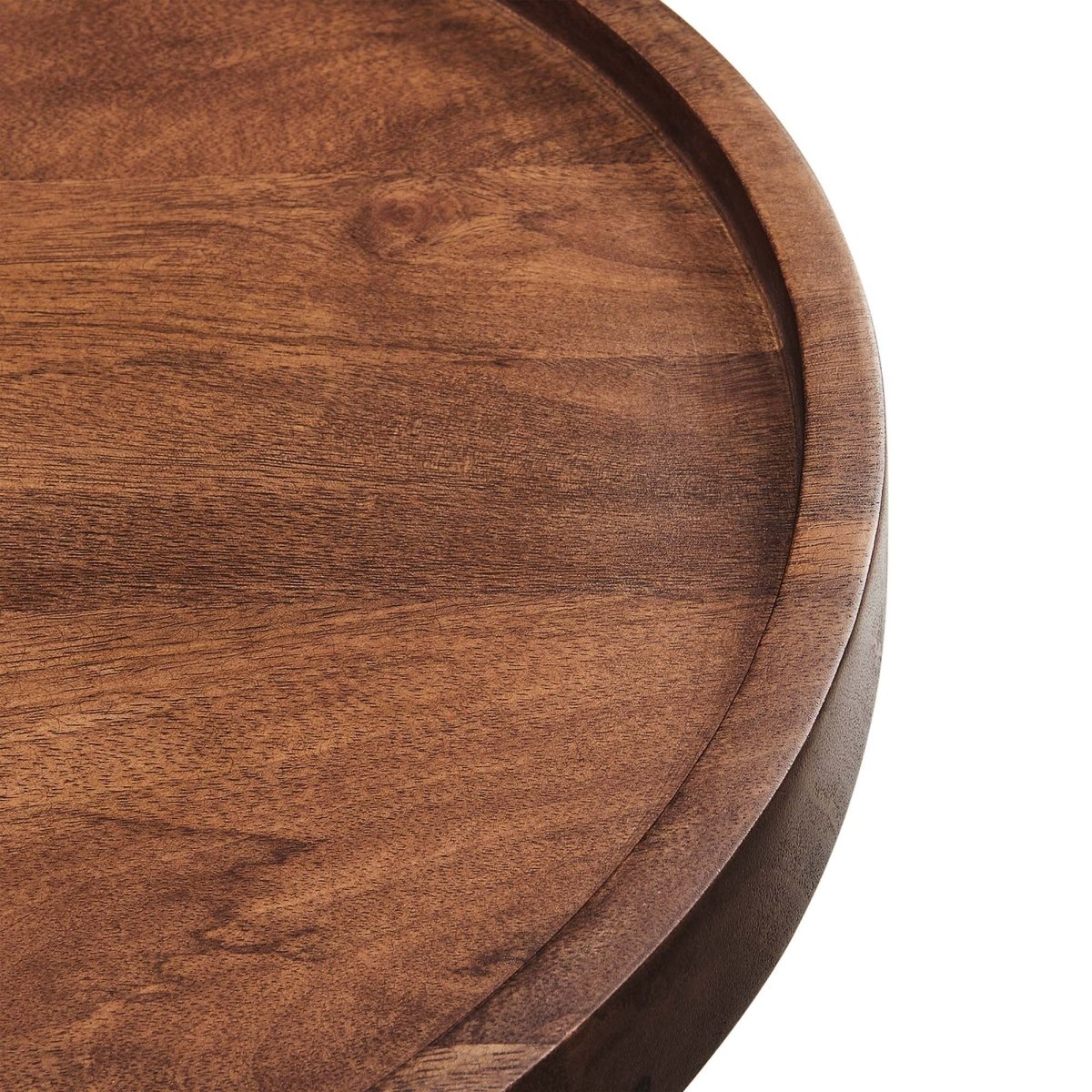 Round Mango Wood Side Table with Tray Top β 18 Inch - End & Side Tables available at Alpine Outlets in Denver