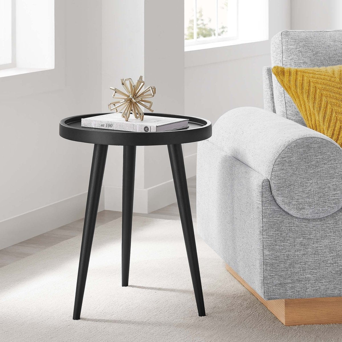 Round Mango Wood Side Table with Tray Top β 18 Inch - End & Side Tables available at Alpine Outlets in Denver