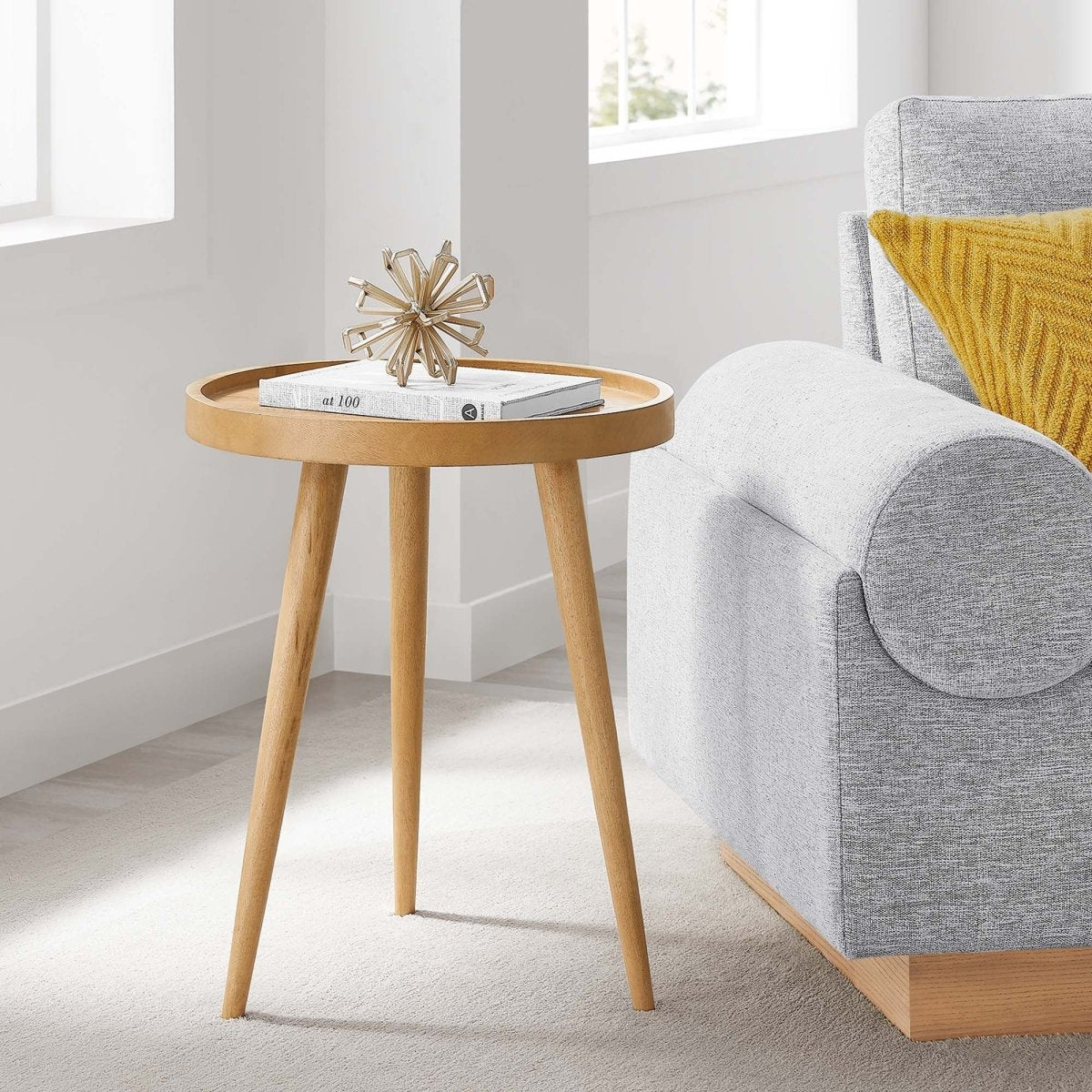Round Mango Wood Side Table with Tray Top β 18 Inch - End & Side Tables available at Alpine Outlets in Denver