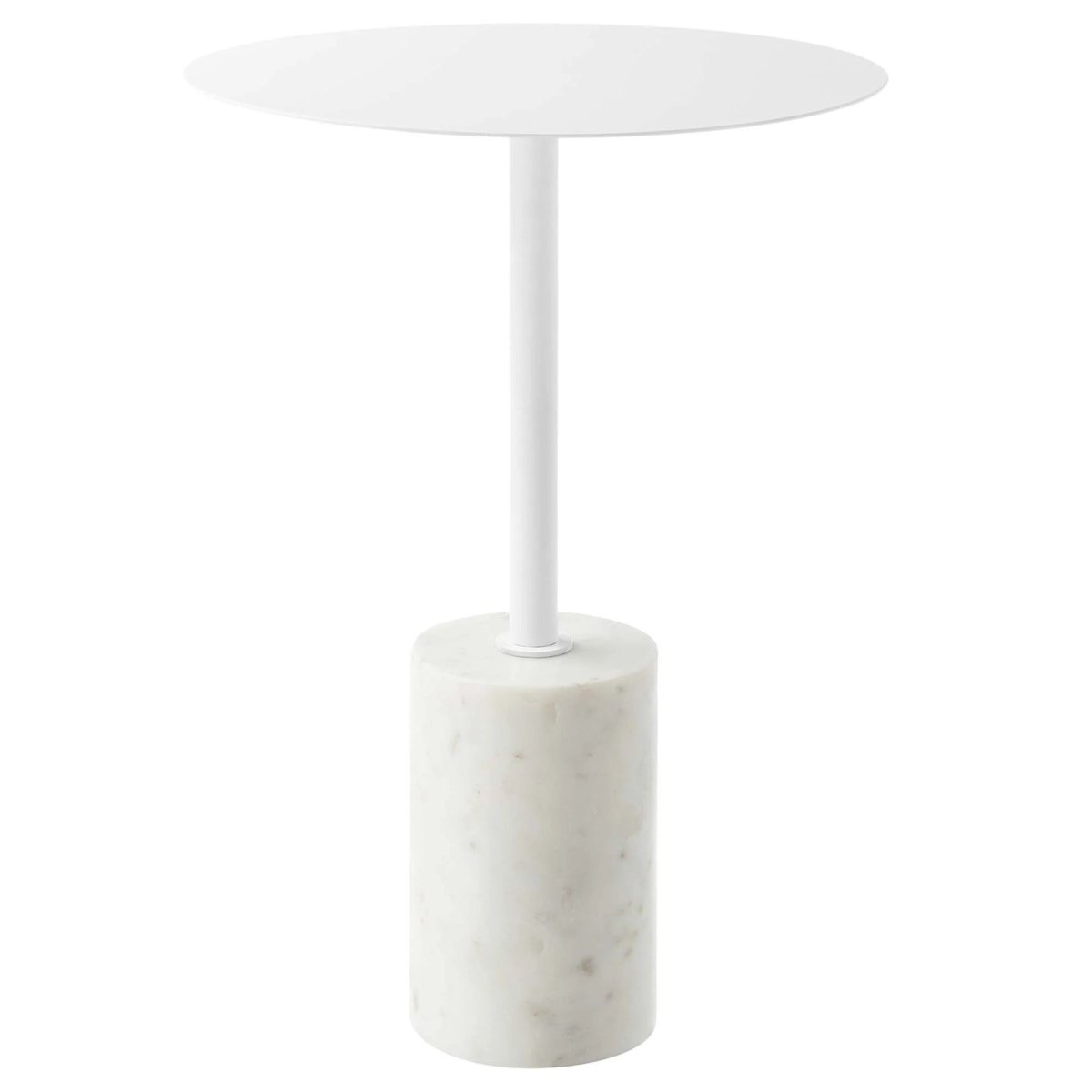 Round Marble Base Side Table with Iron Top β 14 Inch - End & Side Tables available at Alpine Outlets in Denver