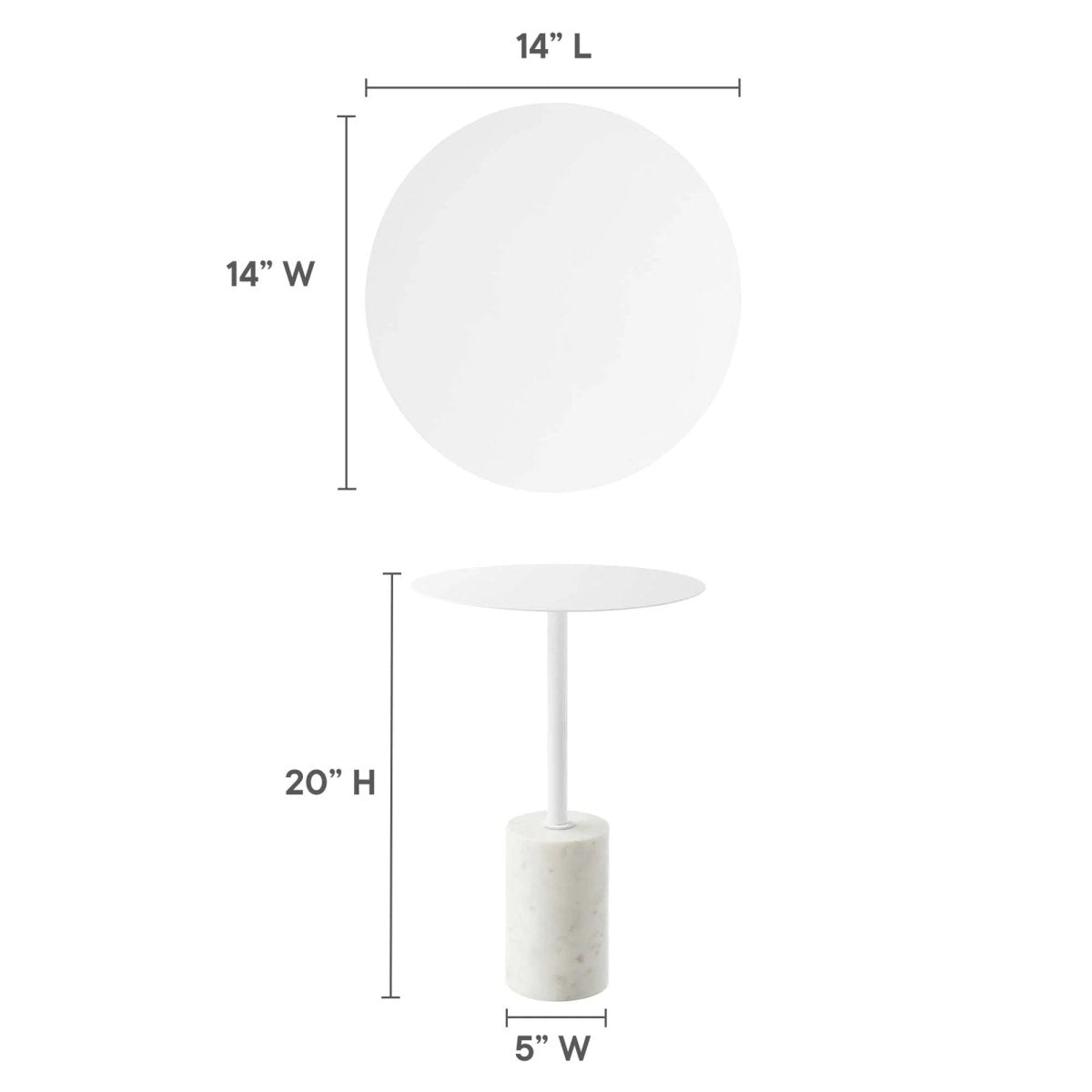 Round Marble Base Side Table with Iron Top β 14 Inch - End & Side Tables available at Alpine Outlets in Denver