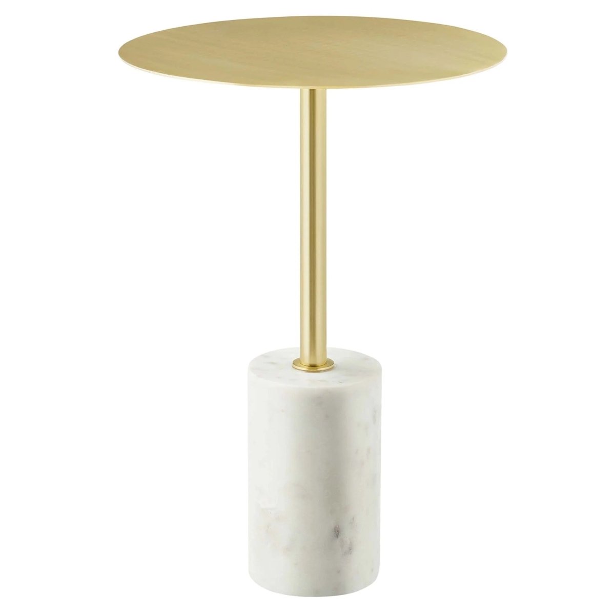Round Marble Base Side Table with Iron Top β 14 Inch - End & Side Tables available at Alpine Outlets in Denver