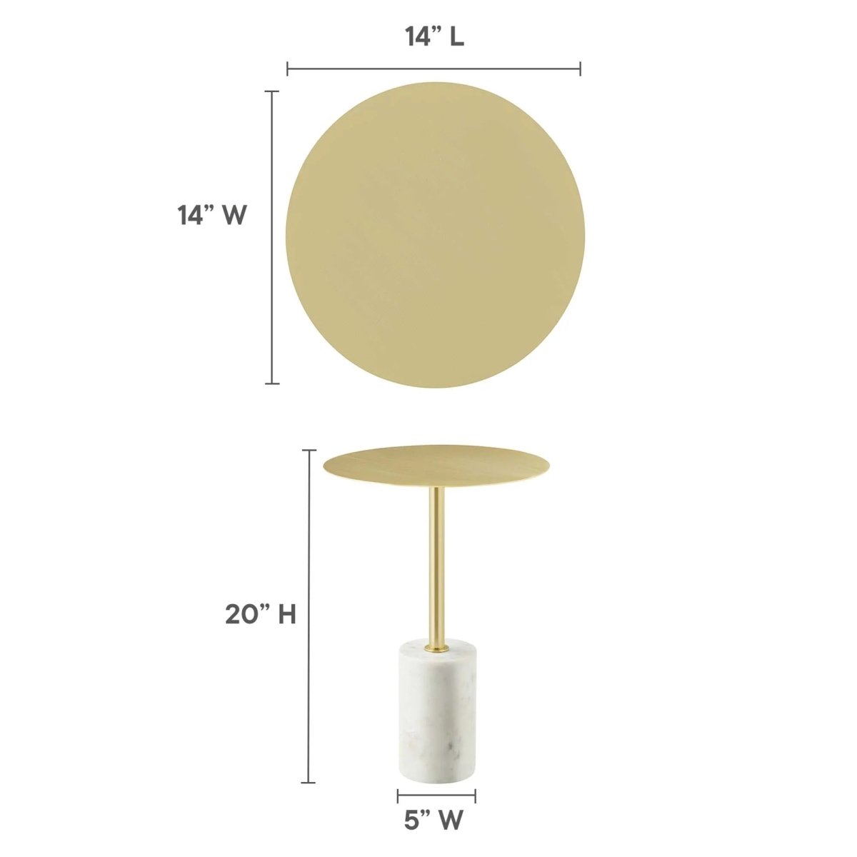 Round Marble Base Side Table with Iron Top β 14 Inch - End & Side Tables available at Alpine Outlets in Denver