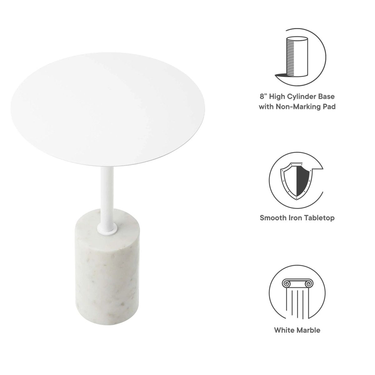 Round Marble Base Side Table with Iron Top β 14 Inch - End & Side Tables available at Alpine Outlets in Denver
