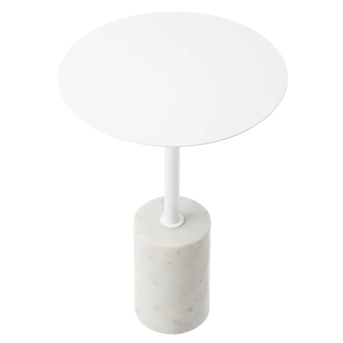 Round Marble Base Side Table with Iron Top β 14 Inch - End & Side Tables available at Alpine Outlets in Denver