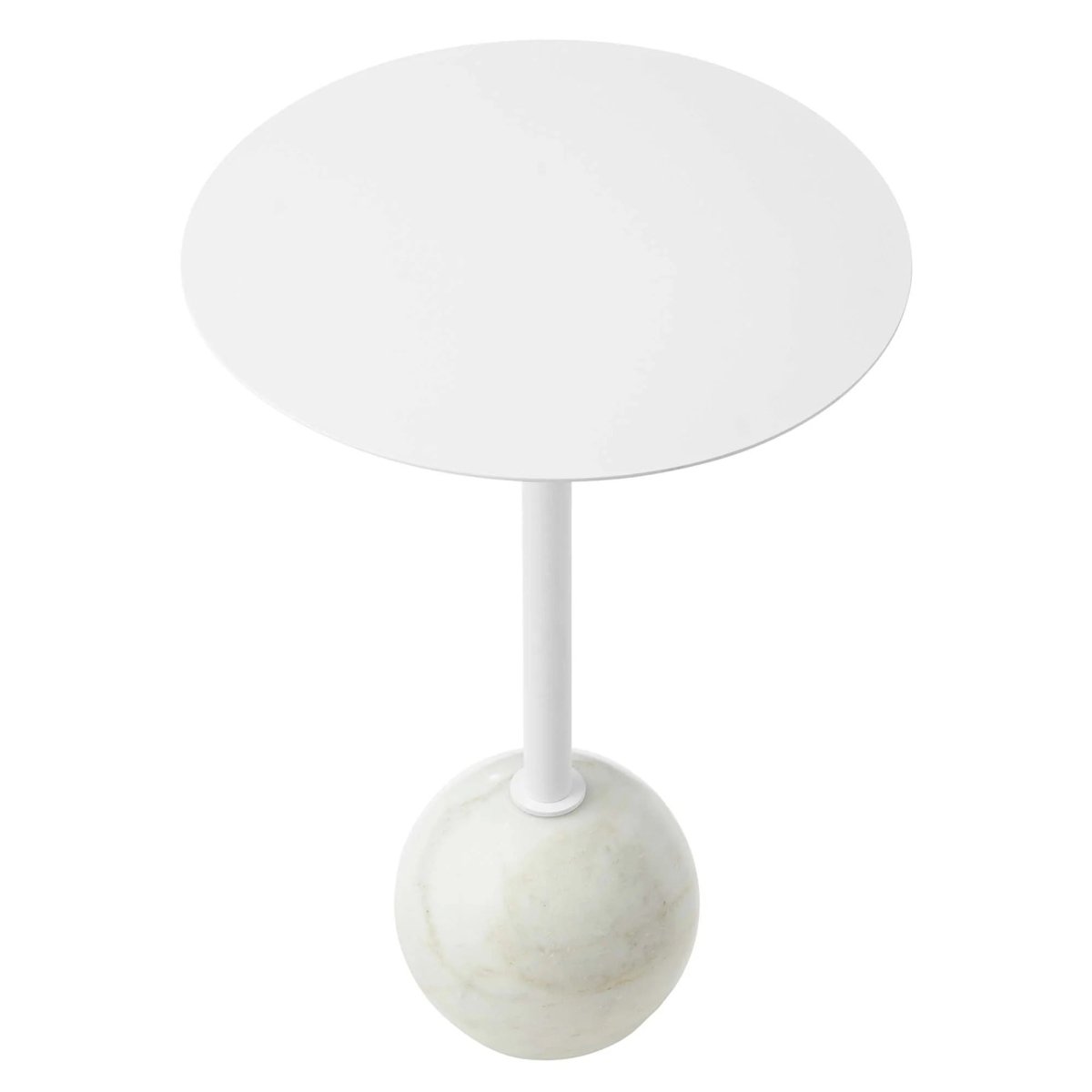 Round Marble Base Side Table with Iron Top β White 14 Inch - End & Side Tables available at Alpine Outlets in Denver