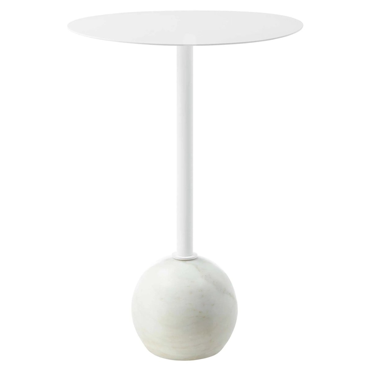 Round Marble Base Side Table with Iron Top β White 14 Inch - End & Side Tables available at Alpine Outlets in Denver