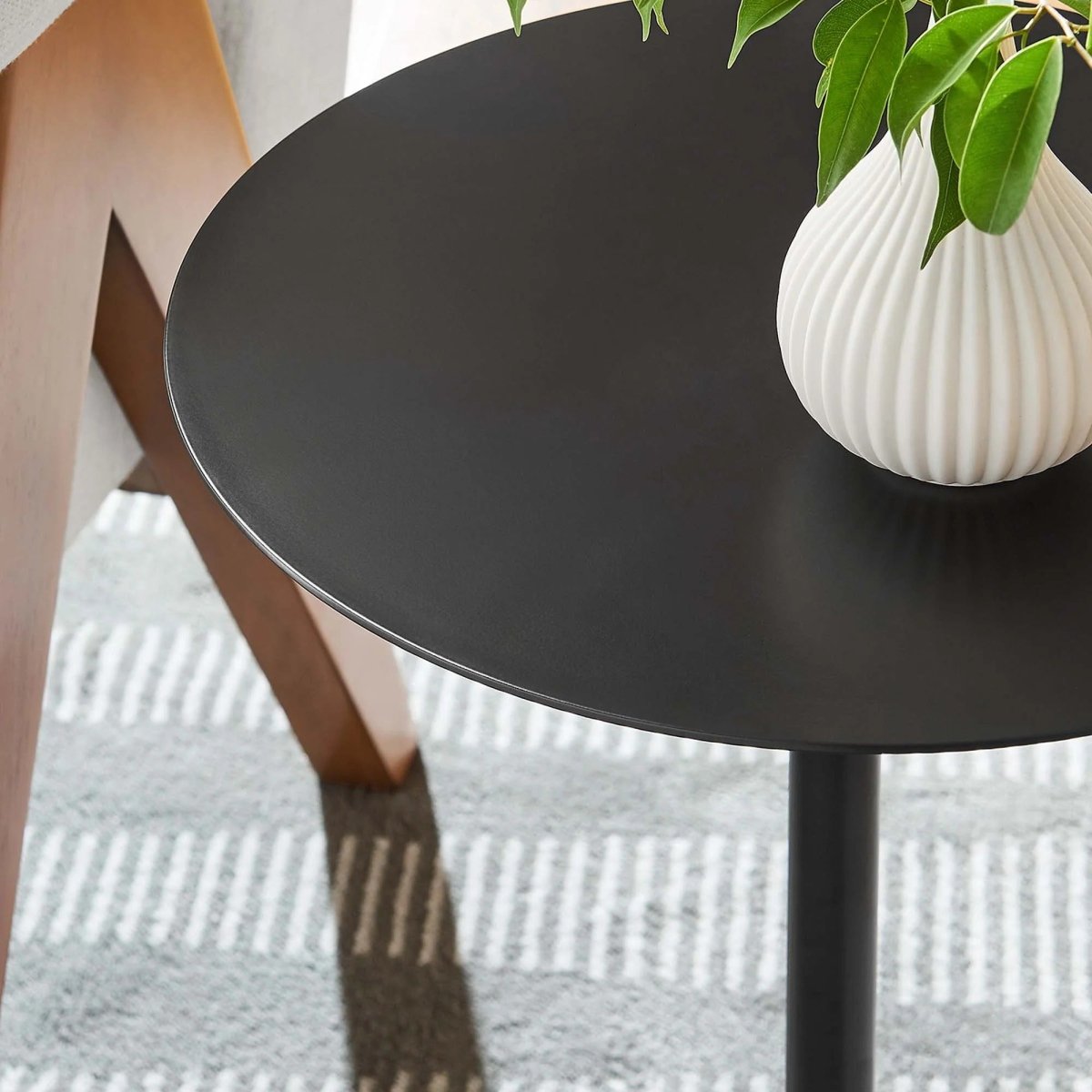 Round Marble Base Side Table with Iron Top β White 14 Inch - End & Side Tables available at Alpine Outlets in Denver