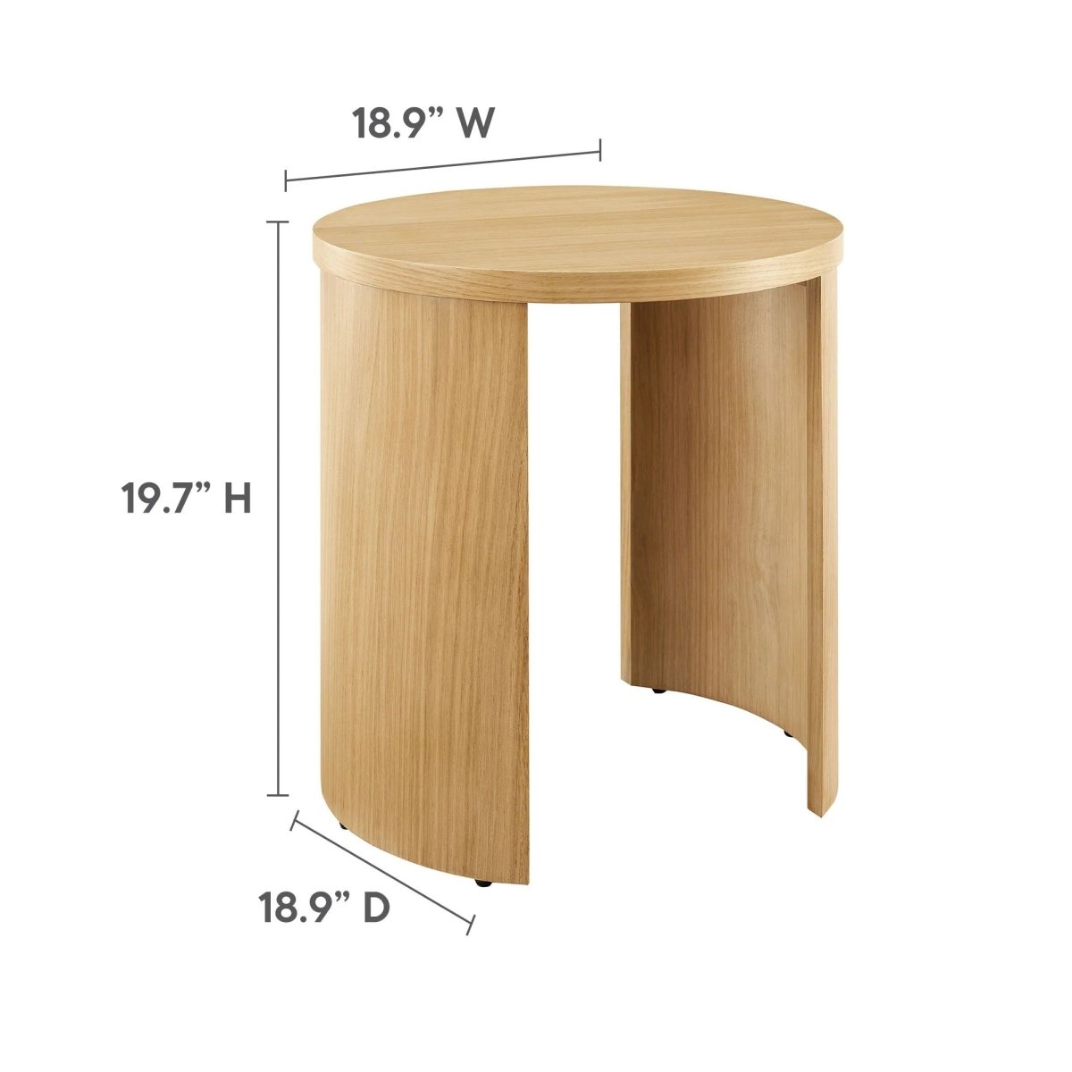 Round Oak Wood Side Table with Arched Legs – 19 Inch - End & Side Tables available at Alpine Outlets in Denver