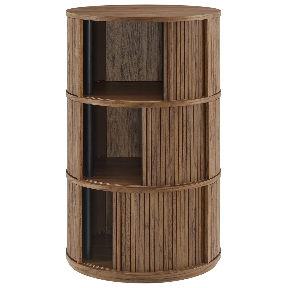 Round Pedestal Storage Table with Tambour Doors – 23 Inch - End & Side Tables available at Alpine Outlets in Denver