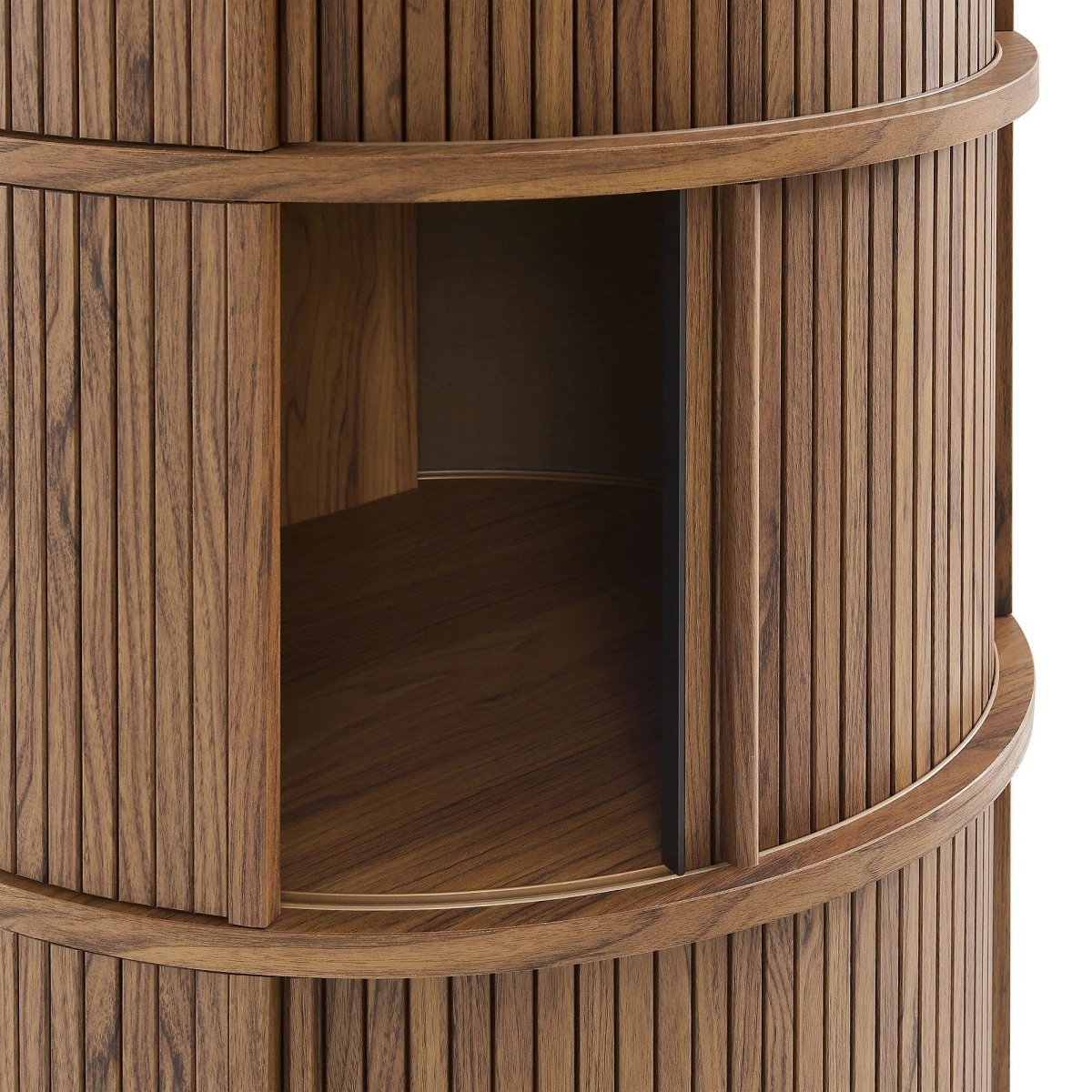 Round Pedestal Storage Table with Tambour Doors – 23 Inch - End & Side Tables available at Alpine Outlets in Denver