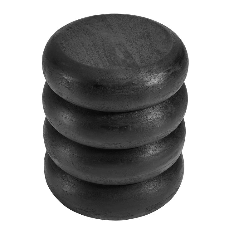 Round Stacked Mango Wood Side Table – 17 Inch - End & Side Tables available at Alpine Outlets in Denver